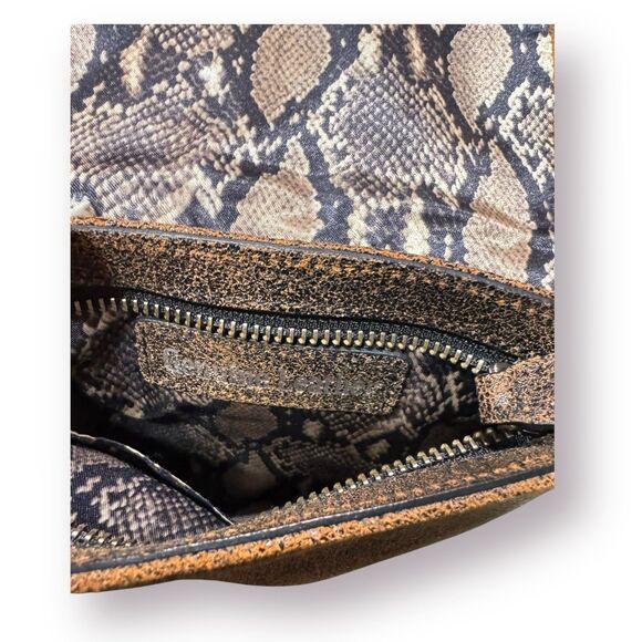 Vintage Genuine Leather Crossbody Satchel Brown/Snakeskin Bag‎ "Forever Free" - Picture 5 of 8